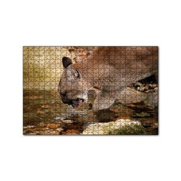 Cakapuzzle Ormandaki Puma Derede Su İçerken Görseli 120 Parça Ahşap Puzzle