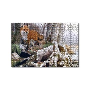 Cakapuzzle Ormandaki Yaşlı Ağaç ve Kahverengi Tilki 120 Parça Ahşap Puzzle