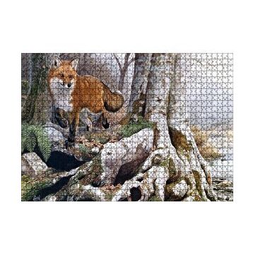 Cakapuzzle Ormandaki Yaşlı Ağaç ve Kahverengi Tilki 120 Parça Ahşap Puzzle