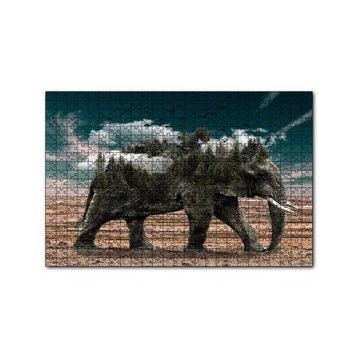 Cakapuzzle Ormanları ve Bulutları Barındıran Fil 120 Parça Ahşap Puzzle