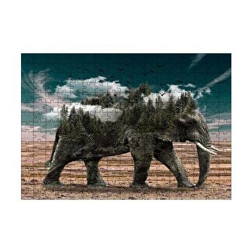 Cakapuzzle Ormanları ve Bulutları Barındıran Fil 120 Parça Ahşap Puzzle