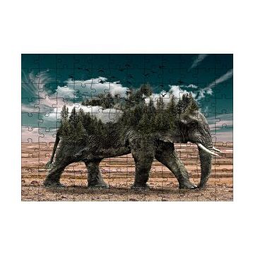 Cakapuzzle Ormanları ve Bulutları Barındıran Fil 120 Parça Ahşap Puzzle