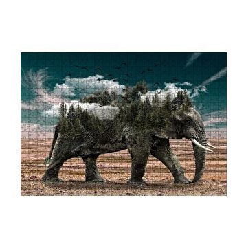 Cakapuzzle Ormanları ve Bulutları Barındıran Fil 120 Parça Ahşap Puzzle