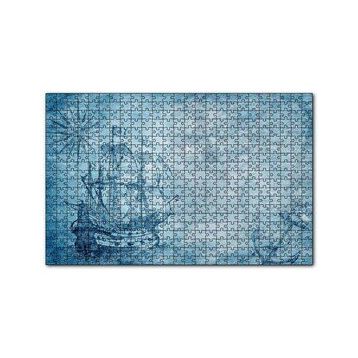 Cakapuzzle Orta Dünya Haritası ve Yelkenli Gemi 120 Parça Ahşap Puzzle