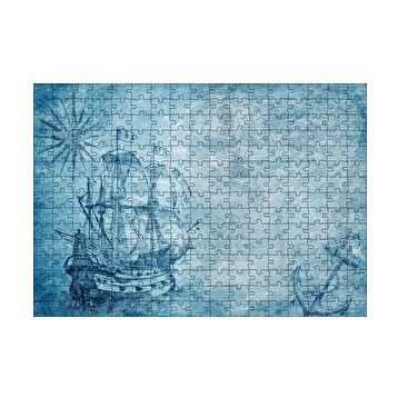 Cakapuzzle Orta Dünya Haritası ve Yelkenli Gemi 120 Parça Ahşap Puzzle