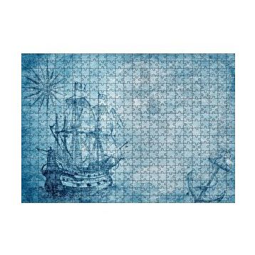 Cakapuzzle Orta Dünya Haritası ve Yelkenli Gemi 120 Parça Ahşap Puzzle
