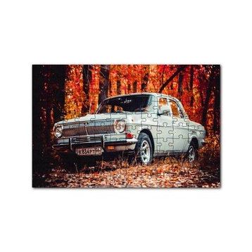 Cakapuzzle Otomobil Sonbahar Yaprakları Ağaçlar 120 Parça Ahşap Puzzle