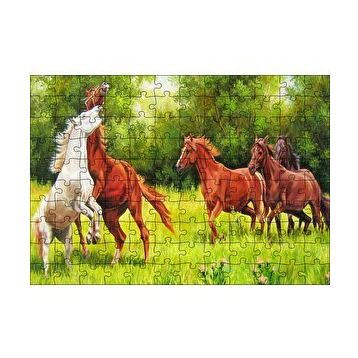 Cakapuzzle Özgür Atlar Ormanda Görseli 120 Parça Ahşap Puzzle