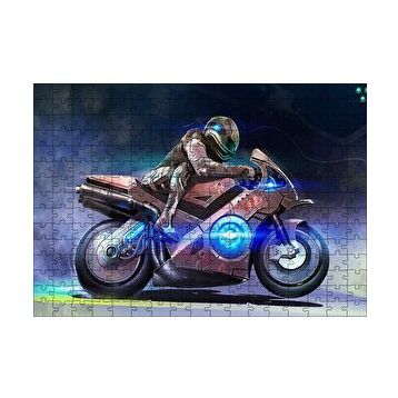 Cakapuzzle Parıltılı Motosiklet Eskizi Görseli 120 Parça Ahşap Puzzle