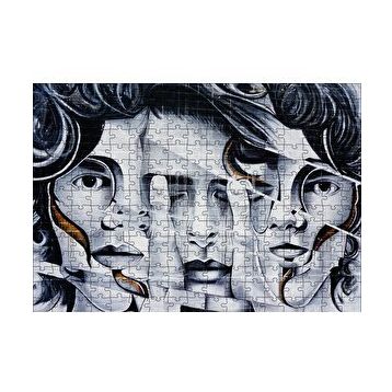 Cakapuzzle Parmaklar ve Yüzler İllüzyonik Duvar Boyama 120 Parça Ahşap Puzzle