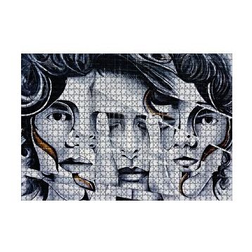 Cakapuzzle Parmaklar ve Yüzler İllüzyonik Duvar Boyama 120 Parça Ahşap Puzzle
