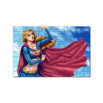 Cakapuzzle Pelerinli Güçlü Süper Kız Görseli 120 Parça Ahşap Puzzle