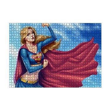 Cakapuzzle Pelerinli Güçlü Süper Kız Görseli 120 Parça Ahşap Puzzle