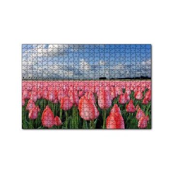 Cakapuzzle Pembe Lale Bahçesi Görseli 120 Parça Ahşap Puzzle