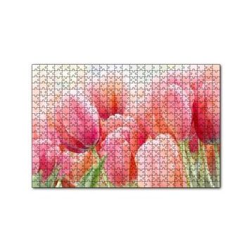 Cakapuzzle Pembe Laleler Görseli 120 Parça Ahşap Puzzle