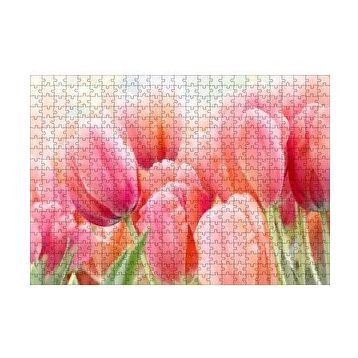 Cakapuzzle Pembe Laleler Görseli 120 Parça Ahşap Puzzle