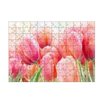 Cakapuzzle Pembe Laleler Görseli 120 Parça Ahşap Puzzle