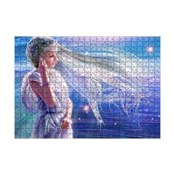 Cakapuzzle Perisi ve Arkaplanda Yıldızlar 120 Parça Ahşap Puzzle