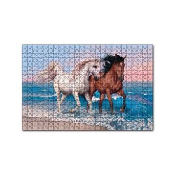 Cakapuzzle Pilajda Koşan Beyaz Kahve Rengi Atlar 120 Parça Ahşap Puzzle