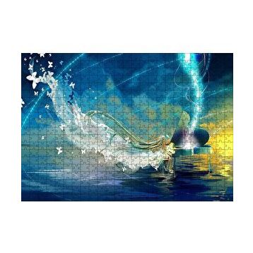 Cakapuzzle Piyanist Kız ve Kelebeklerden Elbisesi 120 Parça Ahşap Puzzle