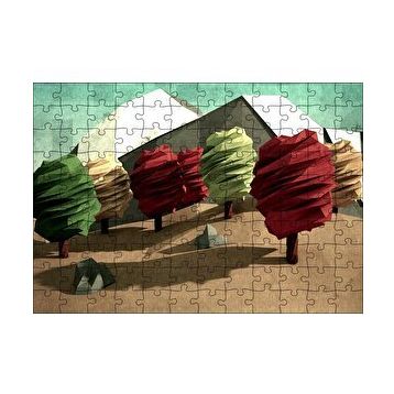 Cakapuzzle Poligonal Ağaçlar Ve Dağlar 120 Parça Ahşap Puzzle