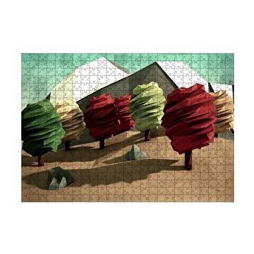 Cakapuzzle Poligonal Ağaçlar Ve Dağlar 120 Parça Ahşap Puzzle