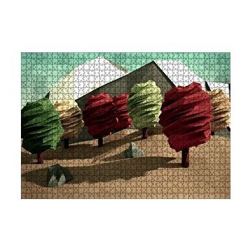 Cakapuzzle Poligonal Ağaçlar Ve Dağlar 120 Parça Ahşap Puzzle