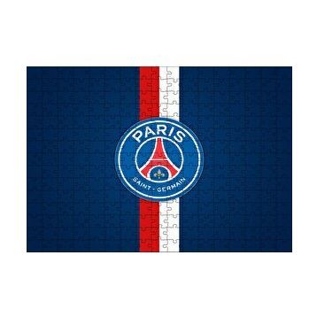 Cakapuzzle PSG Logosu Mavi Zemin Kırmızı Beyaz Kuşaklı 120 Parça Ahşap Puzzle