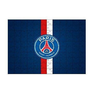 Cakapuzzle PSG Logosu Mavi Zemin Kırmızı Beyaz Kuşaklı 120 Parça Ahşap Puzzle