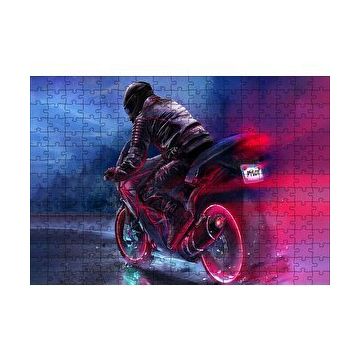 Cakapuzzle Racing Motorsiklet İllüstrasyon 120 Parça Ahşap Puzzle