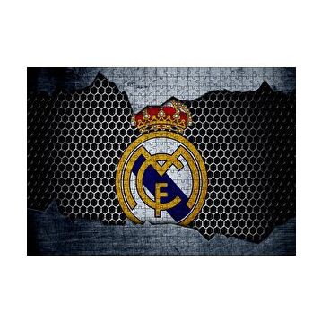 Cakapuzzle Real Madrid Logo Gri Siyah Petek Zemin 120 Parça Ahşap Puzzle