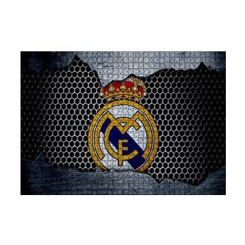 Cakapuzzle Real Madrid Logo Gri Siyah Petek Zemin 120 Parça Ahşap Puzzle