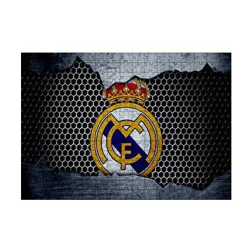 Cakapuzzle Real Madrid Logo Gri Siyah Petek Zemin 120 Parça Ahşap Puzzle