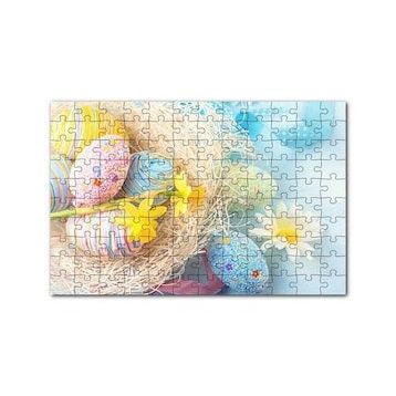 Cakapuzzle Rengarenk Boyalı Süslü Sürpriz Yumurtalar 120 Parça Ahşap Puzzle