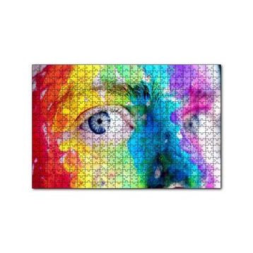 Cakapuzzle Rengarenk Boyalı Yüz ve Mavi Gözler 120 Parça Ahşap Puzzle