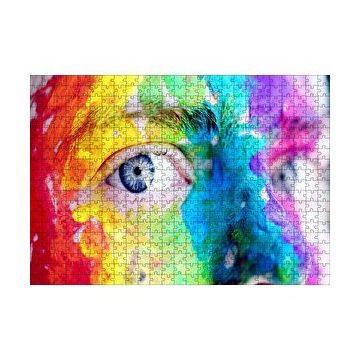 Cakapuzzle Rengarenk Boyalı Yüz ve Mavi Gözler 120 Parça Ahşap Puzzle