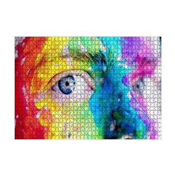 Cakapuzzle Rengarenk Boyalı Yüz ve Mavi Gözler 120 Parça Ahşap Puzzle