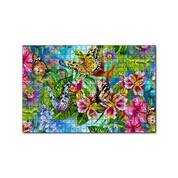 Cakapuzzle Rengarenk Çiçekler Üzerinde Rengarenk Kelebekler 120 Parça Ahşap Puzzle