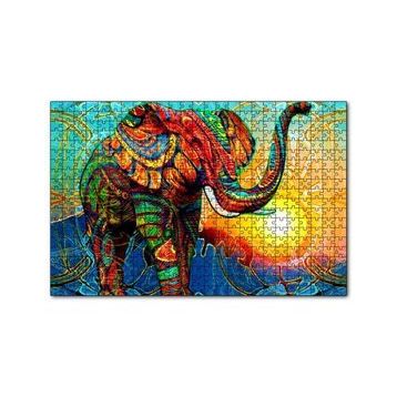 Cakapuzzle Rengarenk Fil ve Güneş Dijital Çizim 120 Parça Ahşap Puzzle
