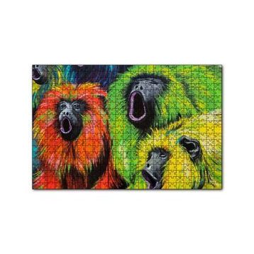 Cakapuzzle Rengarenk Maymunlar Yağlıboya Çizim 120 Parça Ahşap Puzzle