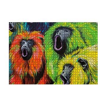 Cakapuzzle Rengarenk Maymunlar Yağlıboya Çizim 120 Parça Ahşap Puzzle