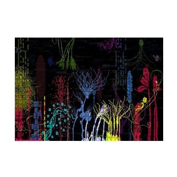 Cakapuzzle Renkli Çiçekler ve Geometrik Şekiller Dijital Çizim 120 Parça Ahşap Puzzle