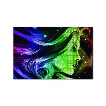 Cakapuzzle Renkli Dijital Sanat Kadın Portre 120 Parça Ahşap Puzzle