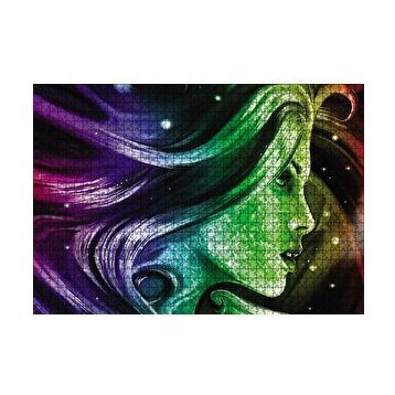 Cakapuzzle Renkli Dijital Sanat Kadın Portre 120 Parça Ahşap Puzzle