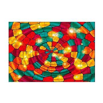 Cakapuzzle Renkli Geometrik Şekiller Vitray 120 Parça Ahşap Puzzle