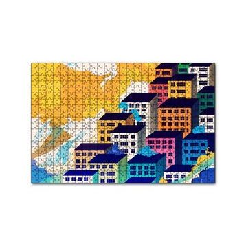 Cakapuzzle Renkli Gökdelenler ve Bulutlar 120 Parça Ahşap Puzzle
