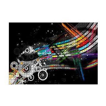 Cakapuzzle Renkli Şeritler Daireler ve Yıldızlar 120 Parça Ahşap Puzzle