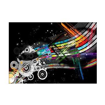 Cakapuzzle Renkli Şeritler Daireler ve Yıldızlar 120 Parça Ahşap Puzzle