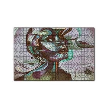 Cakapuzzle Renkli Siyahi Kadın Portre Duvar Boyama 120 Parça Ahşap Puzzle