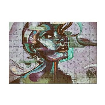 Cakapuzzle Renkli Siyahi Kadın Portre Duvar Boyama 120 Parça Ahşap Puzzle